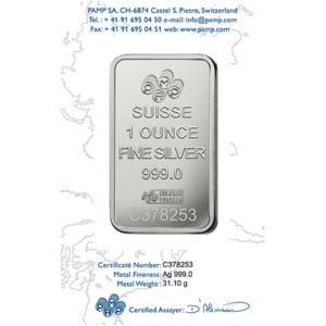 Fortuna Silver Rectangular Ingot - 1 oz - buy online UK